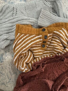 American Eagle Outfitters Kids Mustard and White Striped Knit Joggers